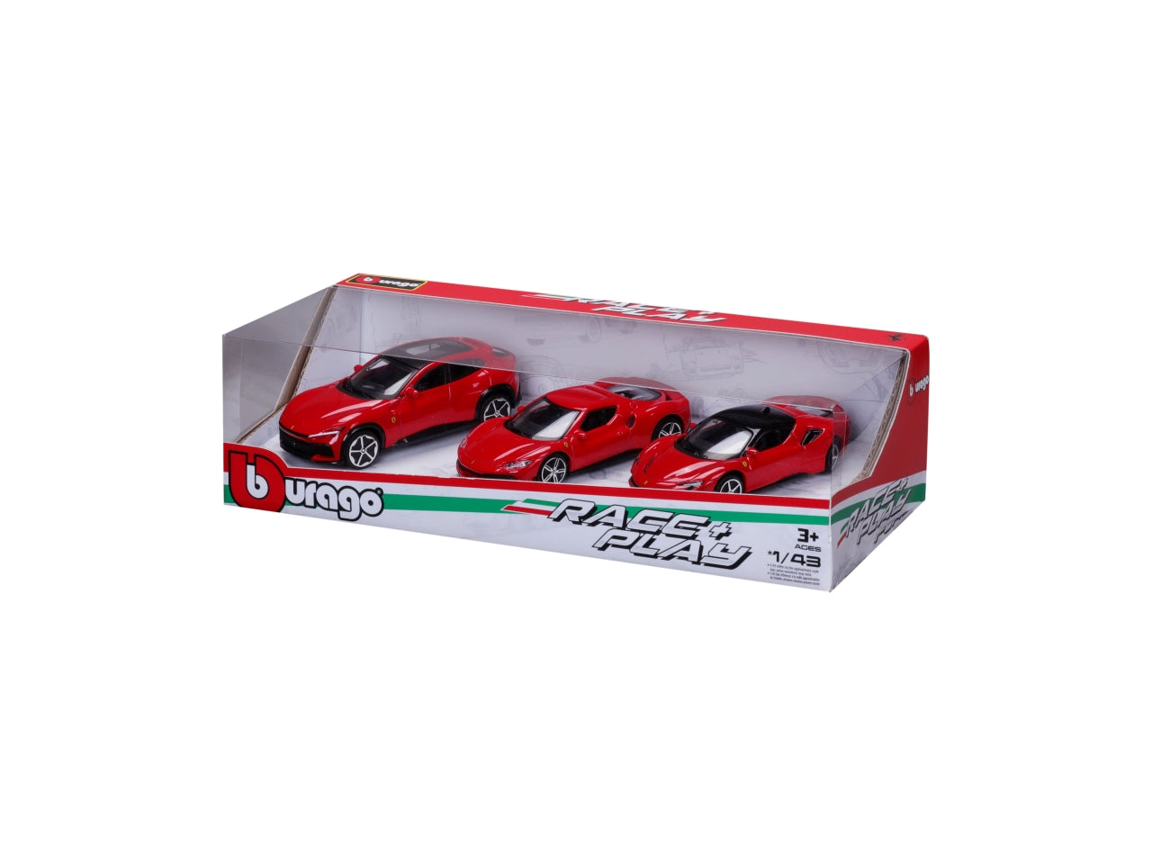 Modellino Auto Ferrari 458 Speciale R&P - Scala 1:43: Die-cast Rosso, Licenza Ufficiale Ferrari, Confezione Regalo con 3 Auto Assortite, Dimensioni 7,5x12,1x27,5 cm, EtÃ  3+ | Bburago