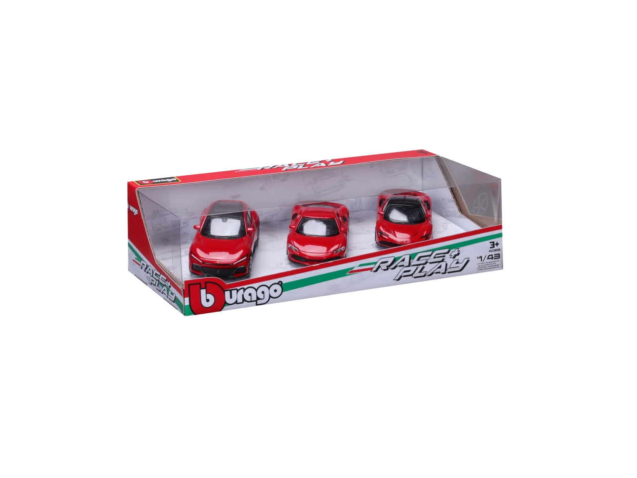Modellino Auto Ferrari 458 Speciale R&P - Scala 1:43: Die-cast Rosso, Licenza Ufficiale Ferrari, Confezione Regalo con 3 Auto Assortite, Dimensioni 7,5x12,1x27,5 cm, EtÃ  3+ | Bburago