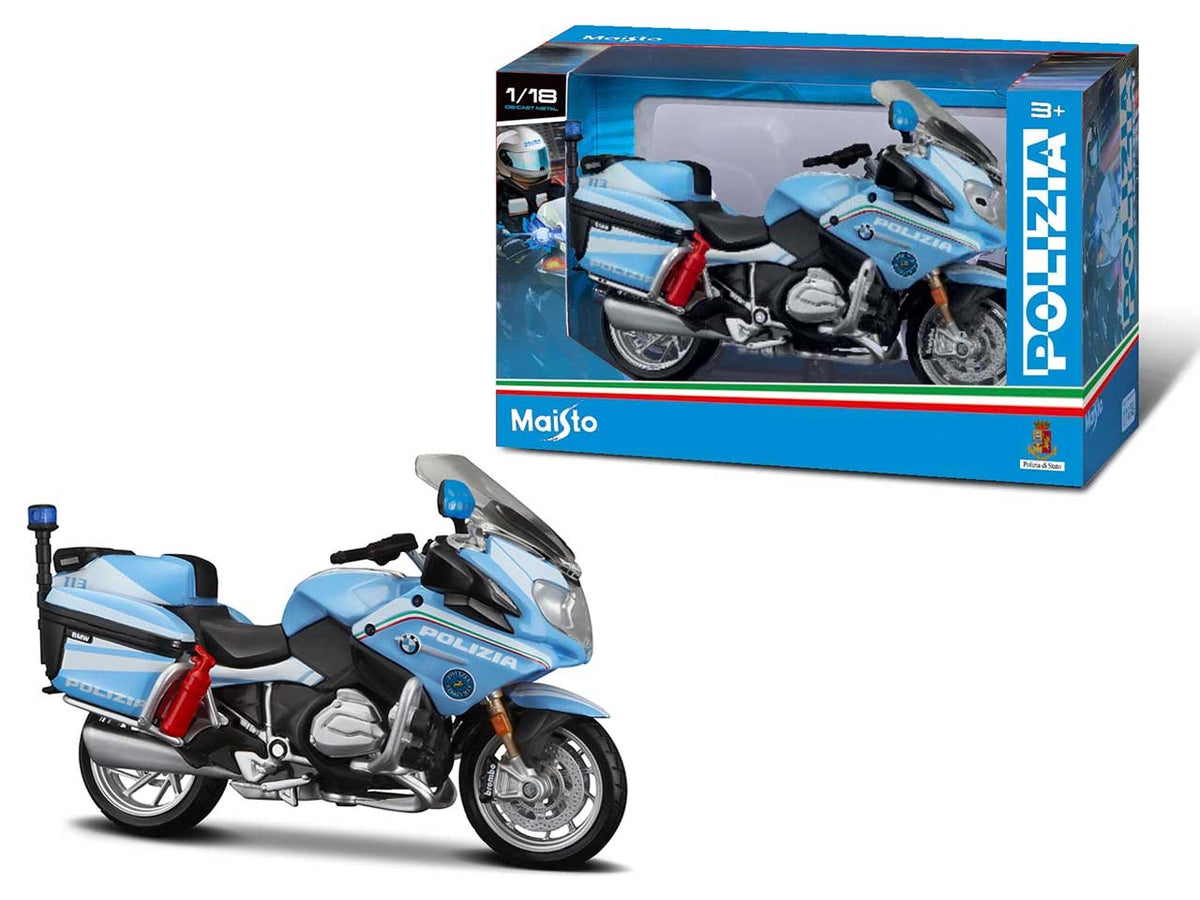 Bburago modellino moto Polizia BMW celeste 1:18