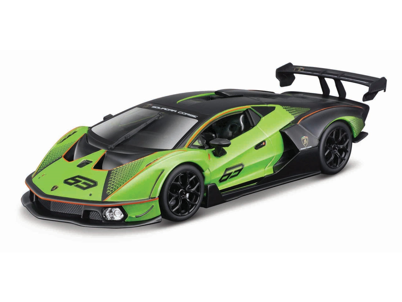 Modellino Auto Lamborghini Essenza SCV12 Race - Scala 1:24: Die-cast Verde e Nero, Licenza Ufficiale Lamborghini, Dettagli Realistici, Dimensioni 10,2x12,45x24,2 cm, EtÃ  3+ | Bburago