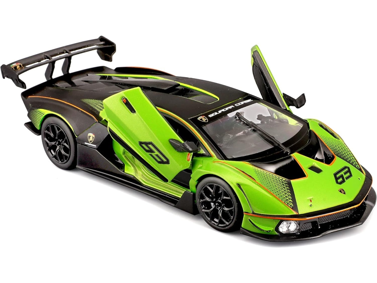 Modellino Auto Lamborghini Essenza SCV12 Race - Scala 1:24: Die-cast Verde e Nero, Licenza Ufficiale Lamborghini, Dettagli Realistici, Dimensioni 10,2x12,45x24,2 cm, EtÃ  3+ | Bburago