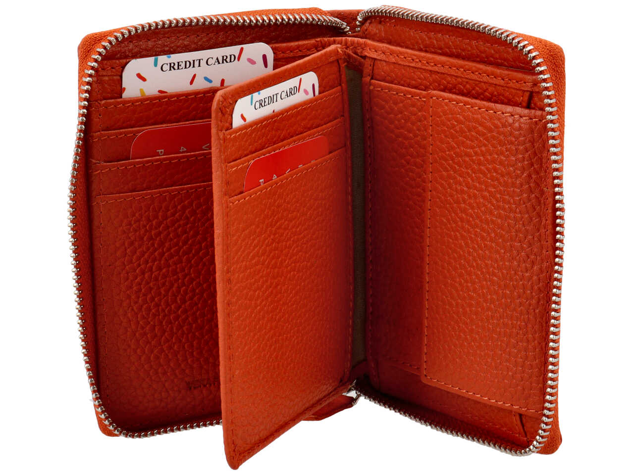 Portafoglio donna pelle - dollaro arancio papaya