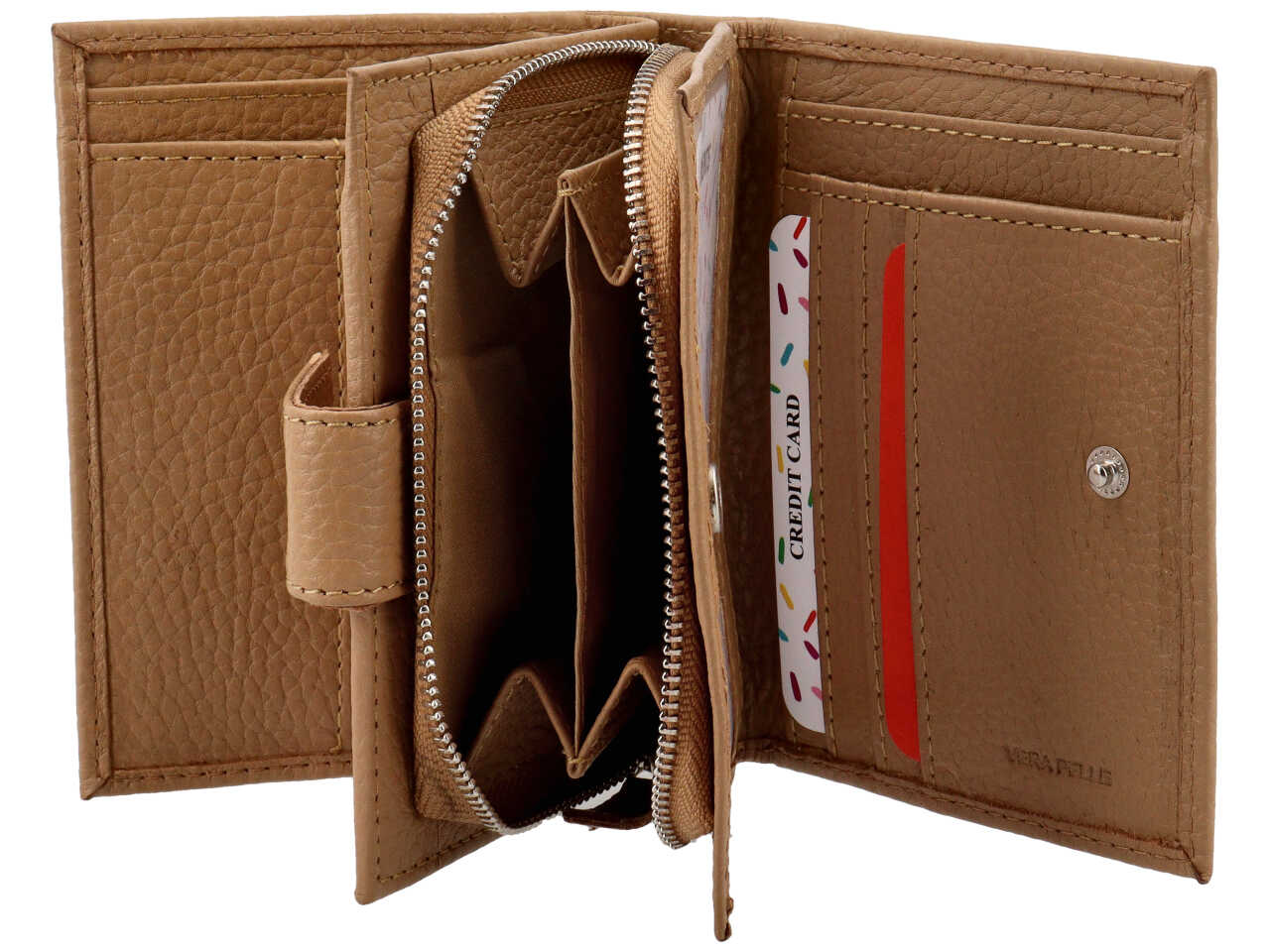 Portamonete donna pelle - dollaro marrone chiaro cappuccino