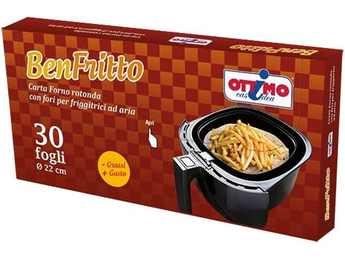 30 fogli carta forno con buchi per  friggitrice ad aria benfritto rotonda 22cm ottimo