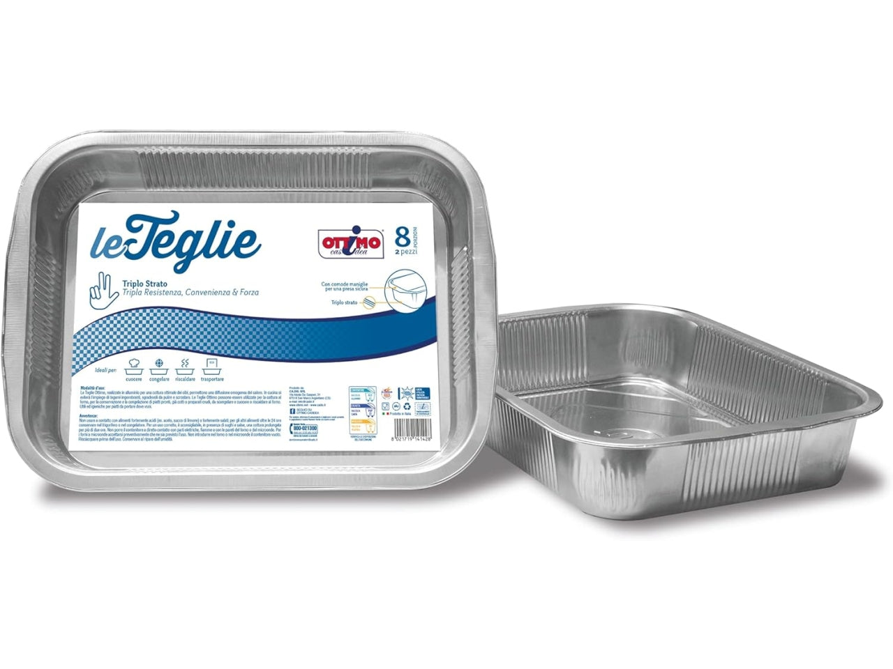 2 teglie con maniglie 8 porzioni ottimo