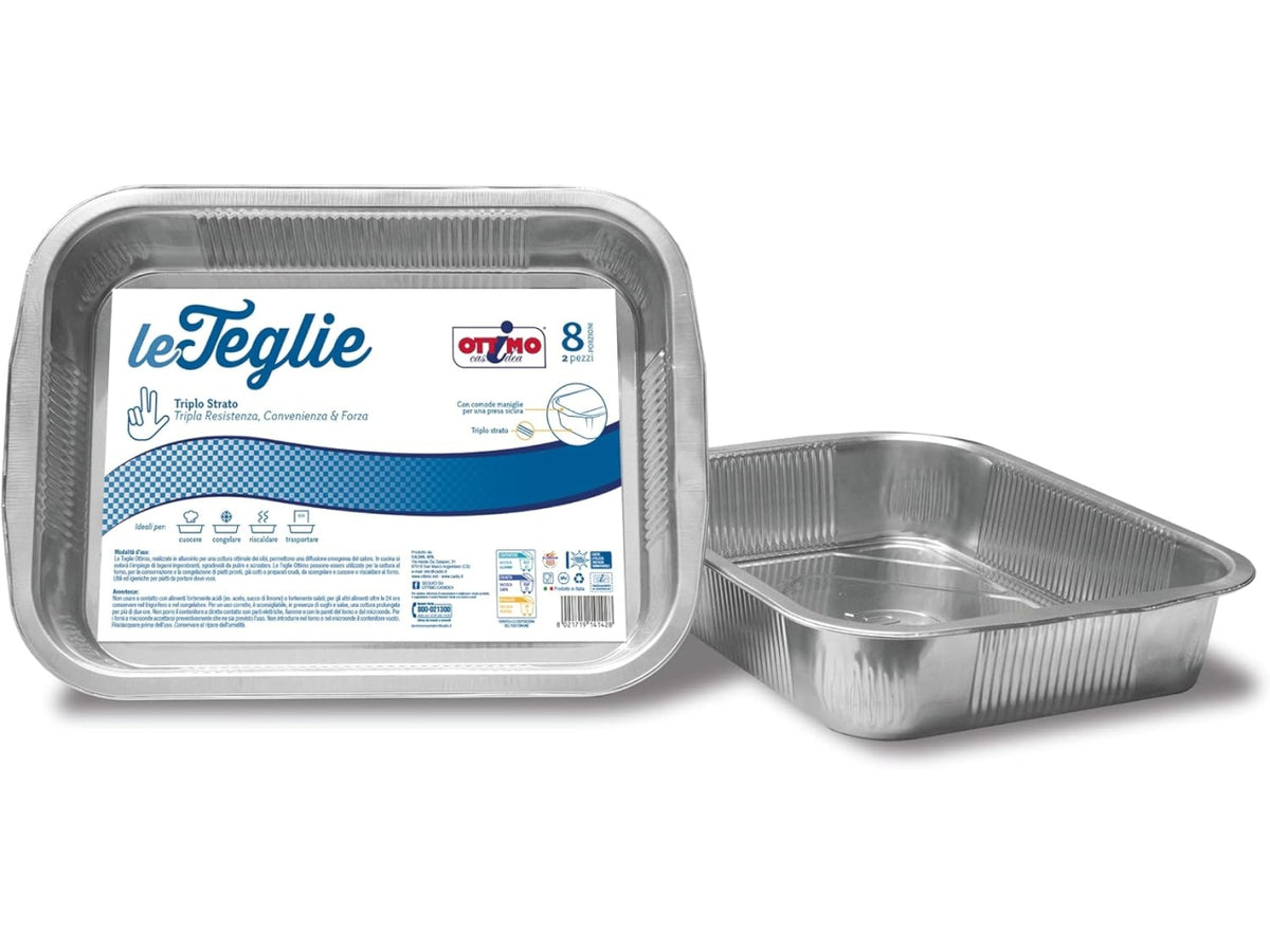 2 teglie con maniglie 8 porzioni ottimo