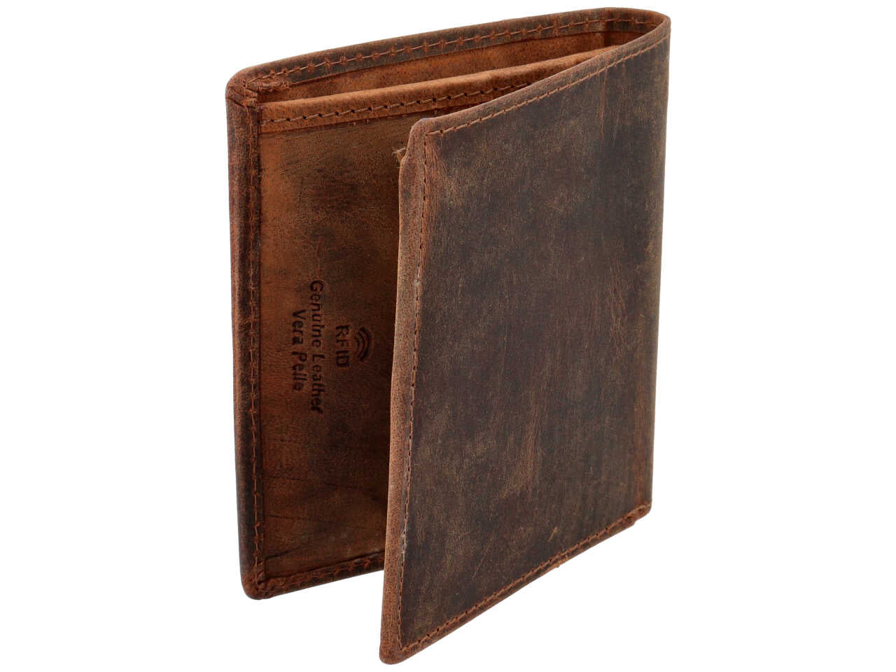 Portafoglio bifold verticale brazil collection marrone scuro 100% pelle