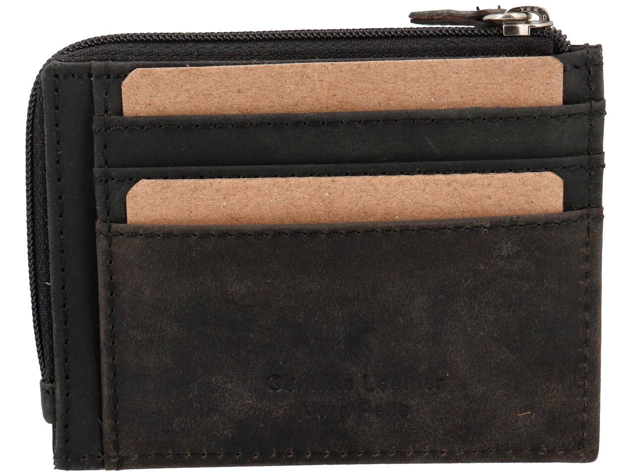 Portacarte con zip brazil collection nero 100% pelle