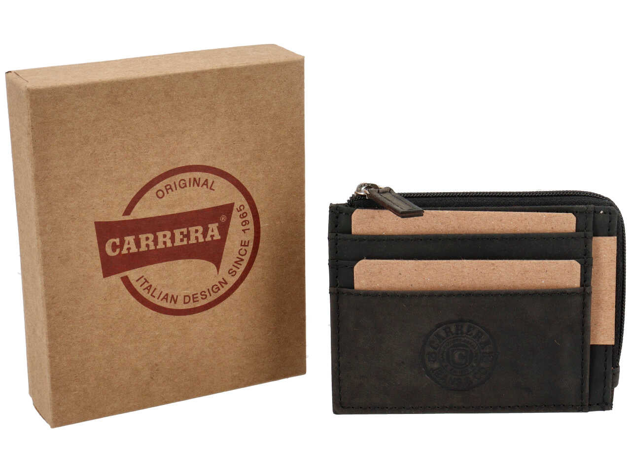 Portacarte con zip brazil collection nero 100% pelle