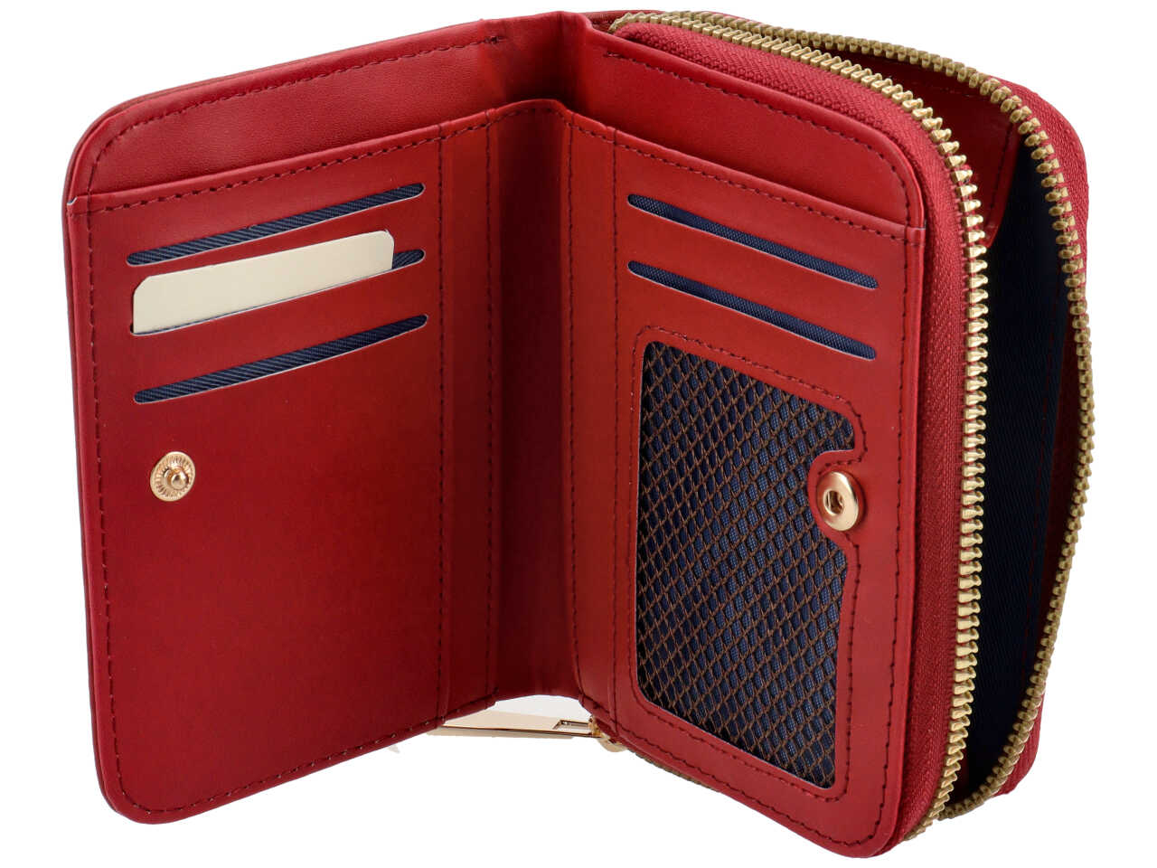 Portafoglio zip around bifold piccolo stella collection rosso scuro 100% polyurethane