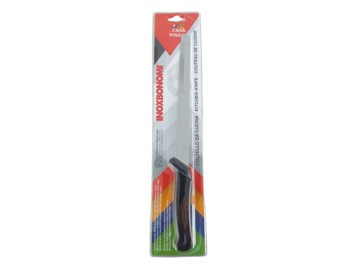 Coltello cucina per proscitto con lama acciaio inossidabile, manico polipropilene indeformabile - lunghezza lama 24 cm - Inoxbonomi