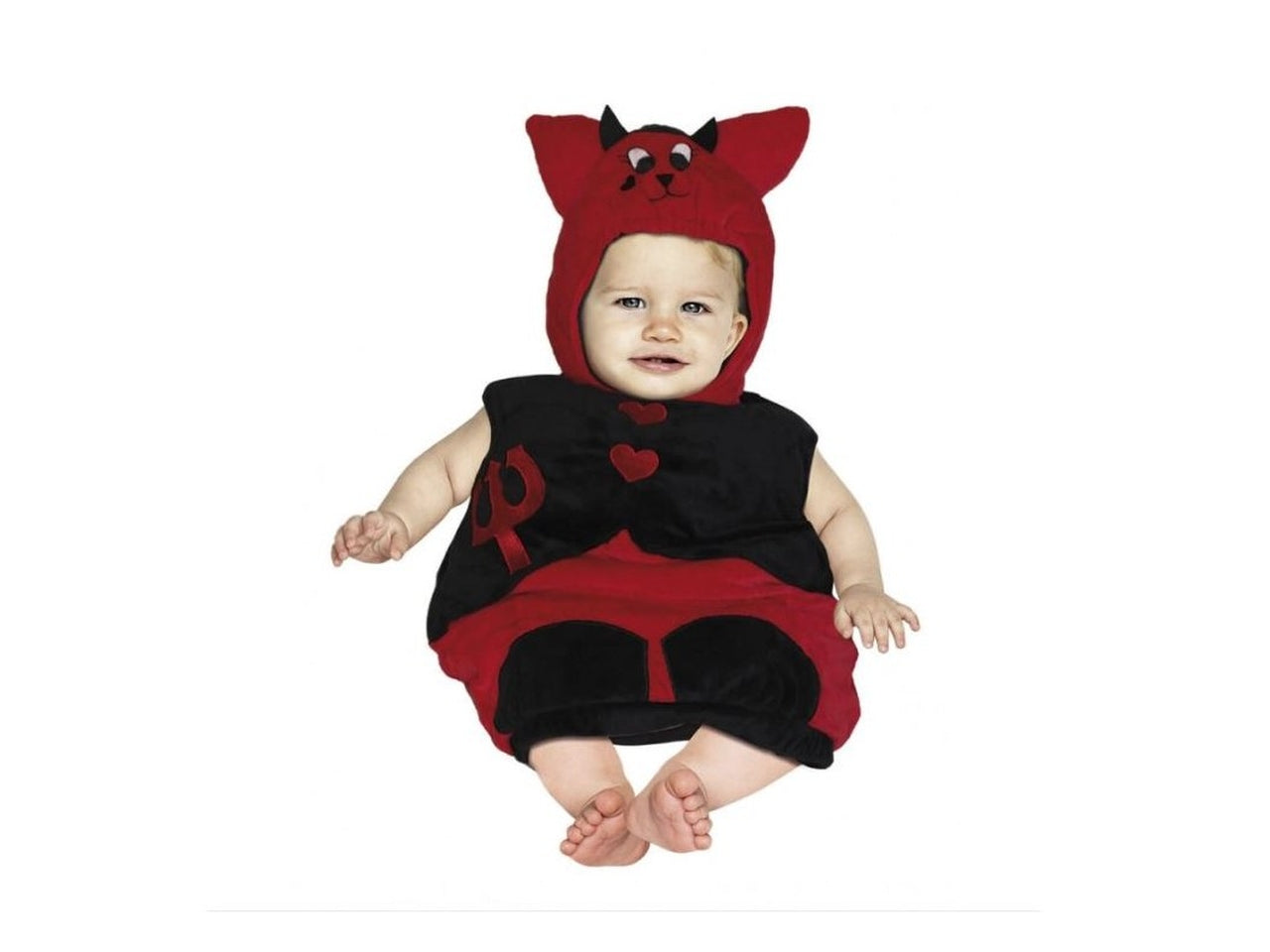 Costume bambino diavoletto a saccotto 6/12 mesi nero e rosso - Carnaval Queen
