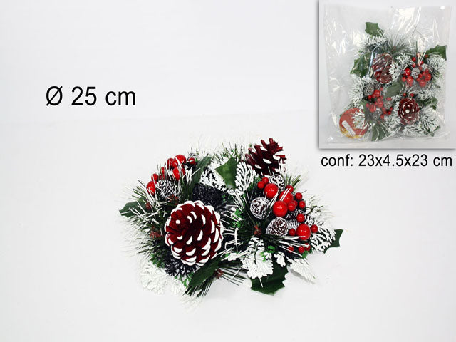 Girocandela 25cm con bacche gi003460