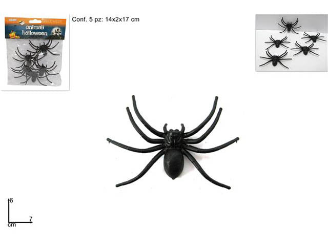 Ragni 7cm halloween la confezione contiene 5 ragni