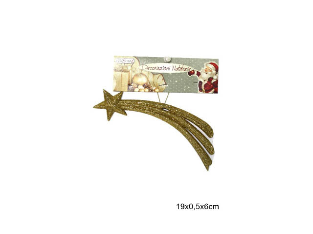 Stella cometa con glitter 19cm oro