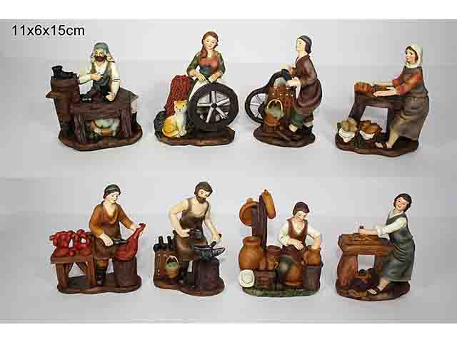 Mestieri in resina 15cm modelli assortiti per nativitÃ  da 15cm