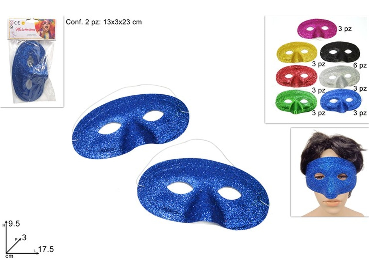 Mascherina glitter colori assortiti