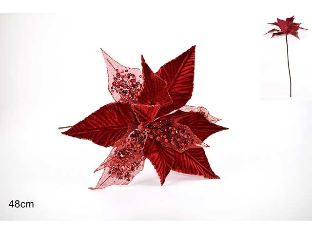 Fiore velluto rosso c/petali mi006720