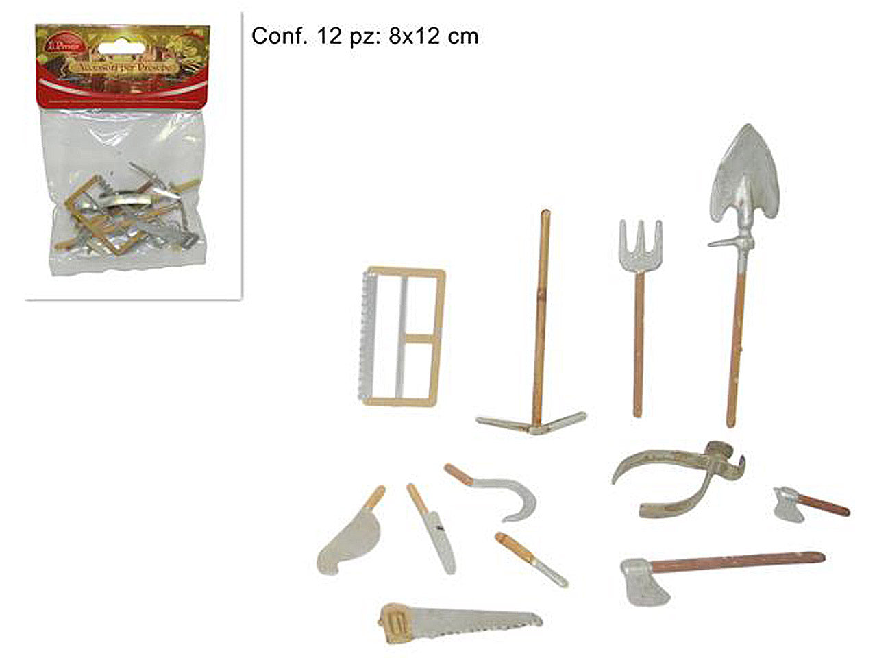Accessorio per presepe, bustina attrezzi lavoro mi001985