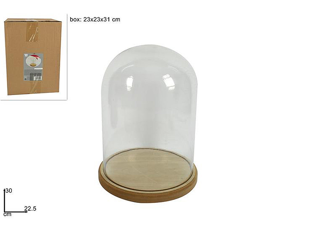 Base legno con campana vuota 22.5x30cm naturale