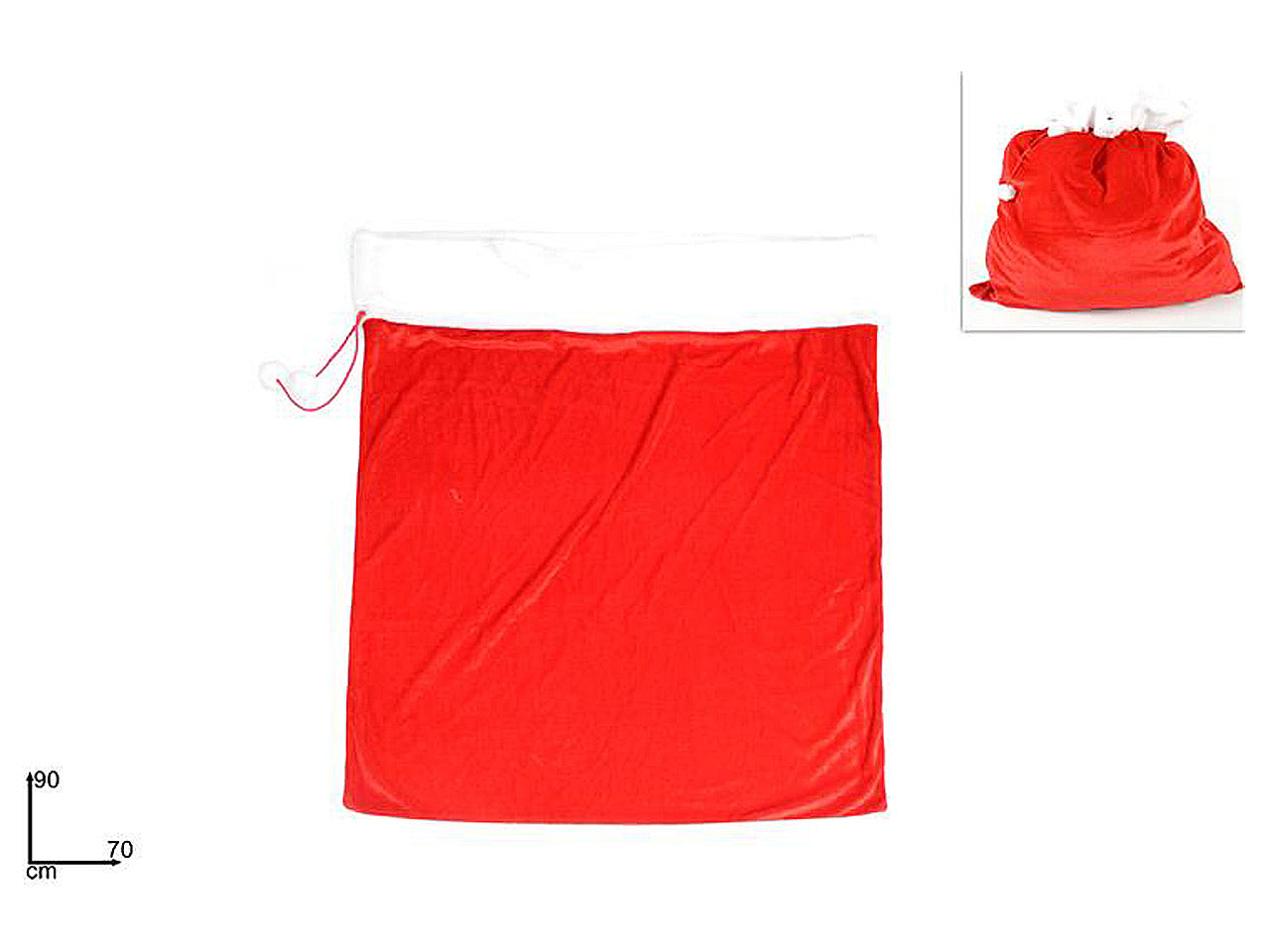 Sacco babbo natale 70x90cm velluto e pelliccia