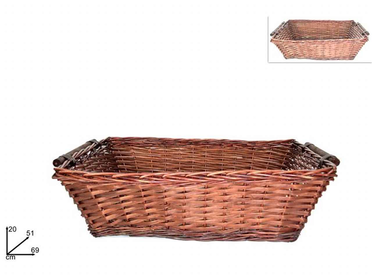 Cesta rettangolare 64x49xh.20cm marrone