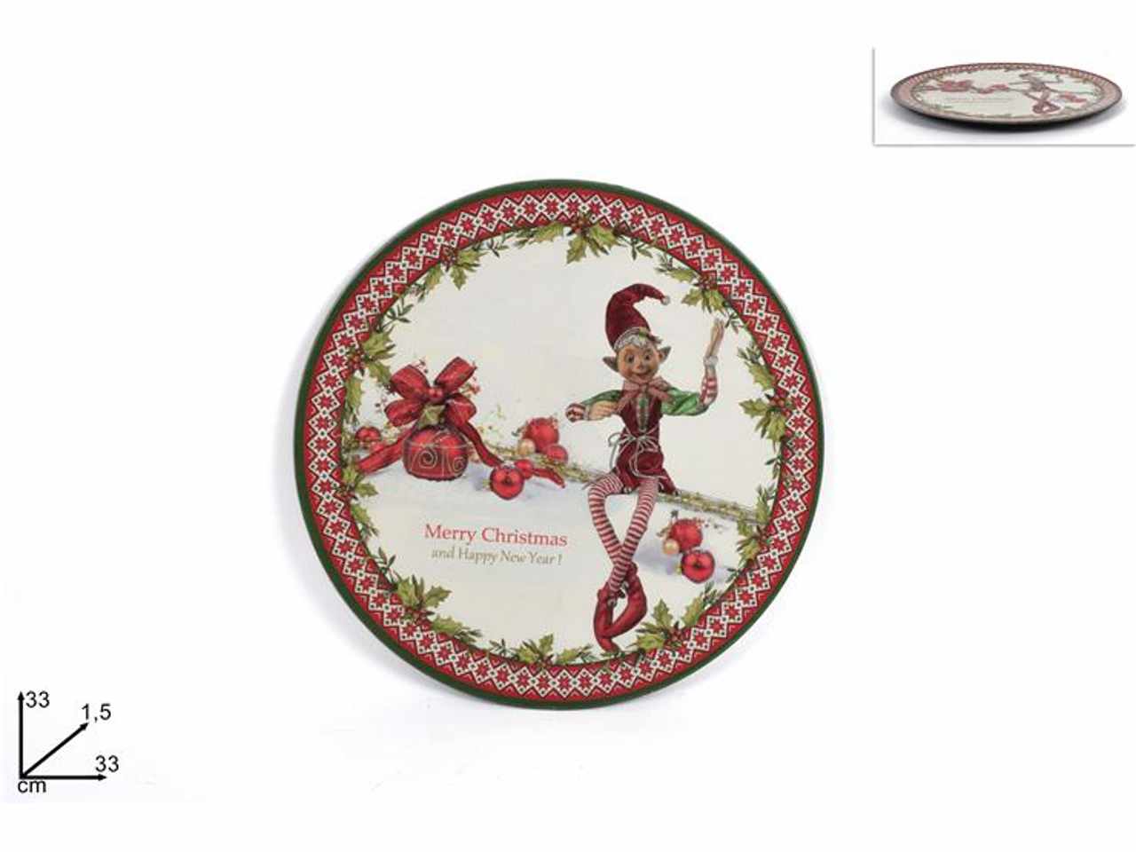 Sottopiatto 33cm elfo merry christmas