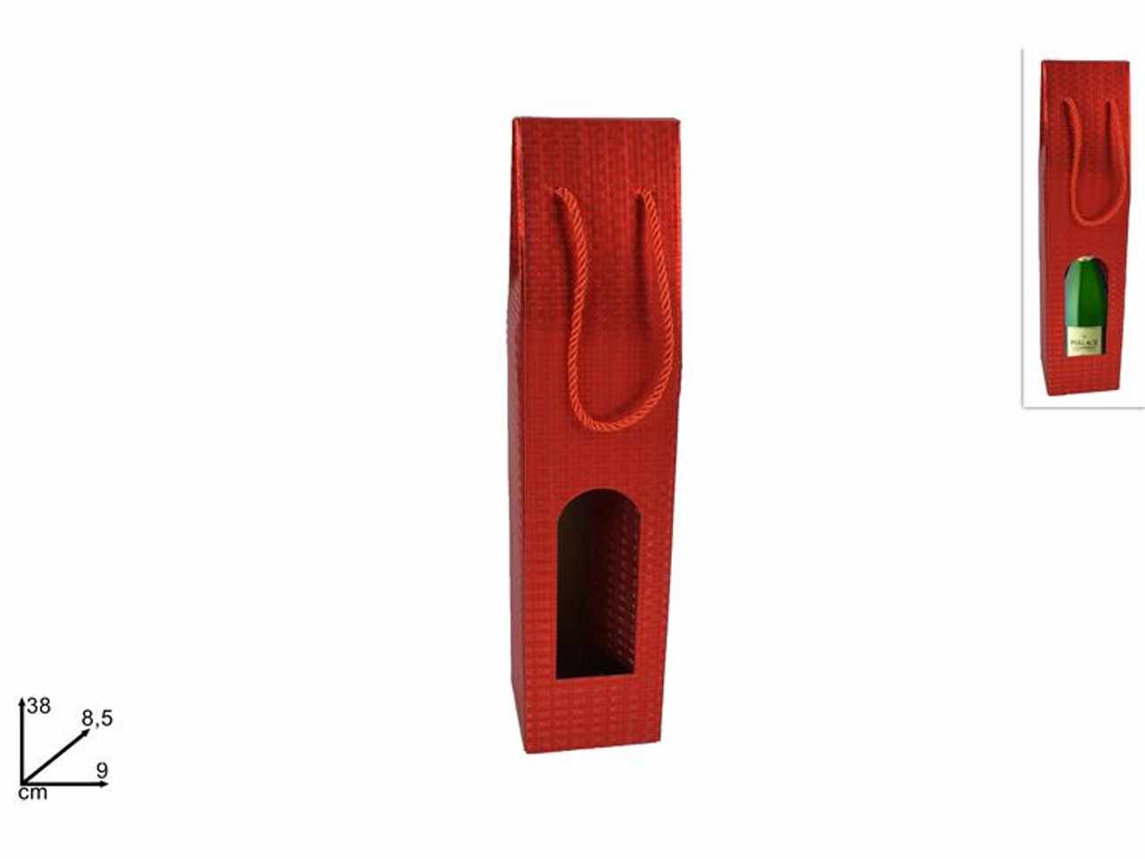 Portabottiglia satinato rosso 38x8,5x8,5cm