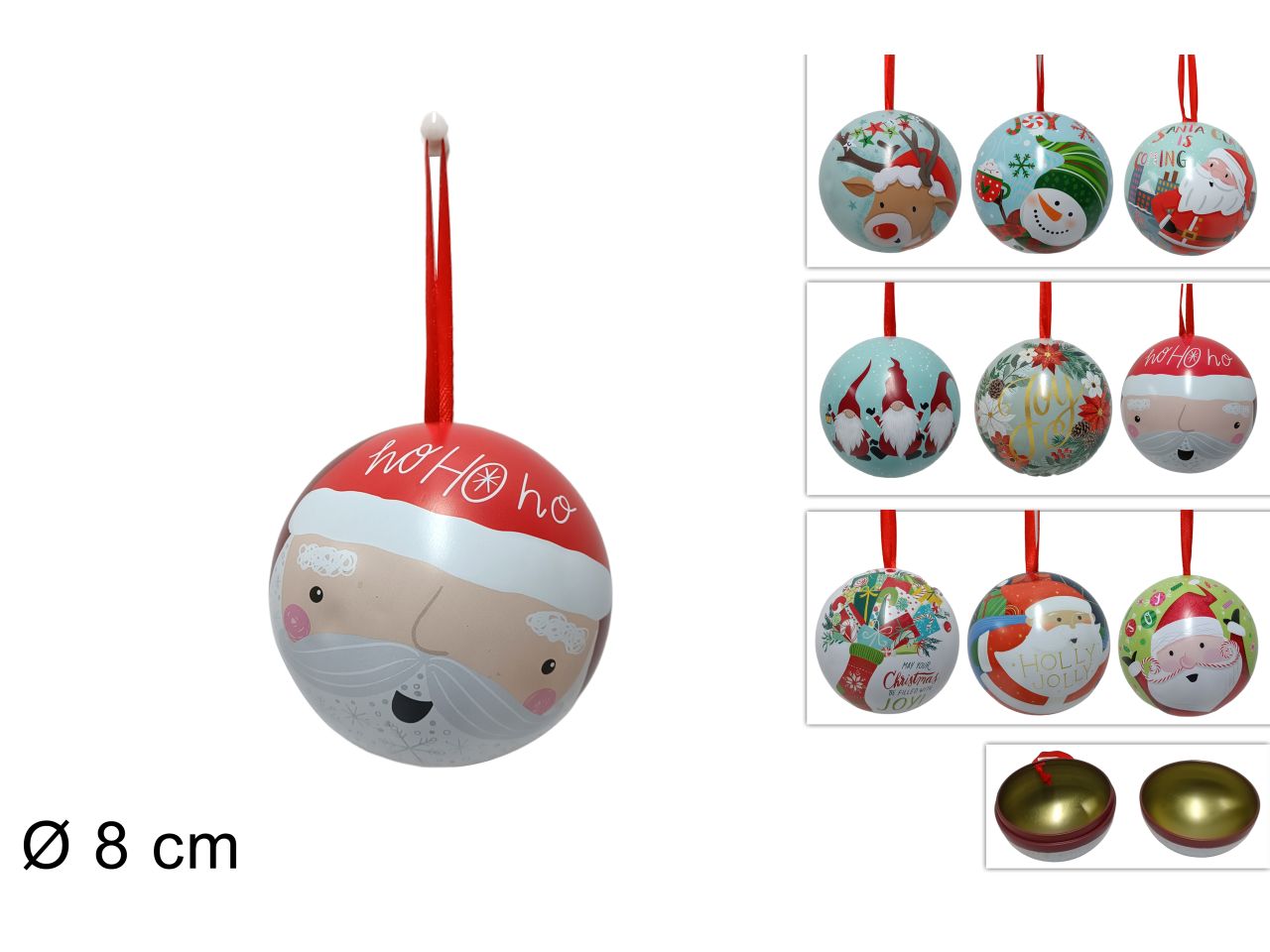 Pendente scatola palla 8cm in latta assortita
