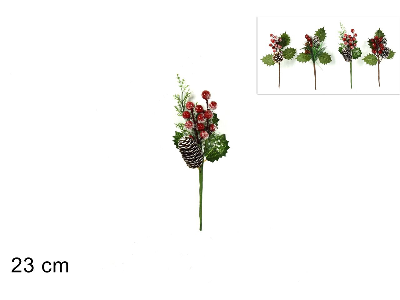 Pick bacche e pigne 23cm 4 assortimenti
