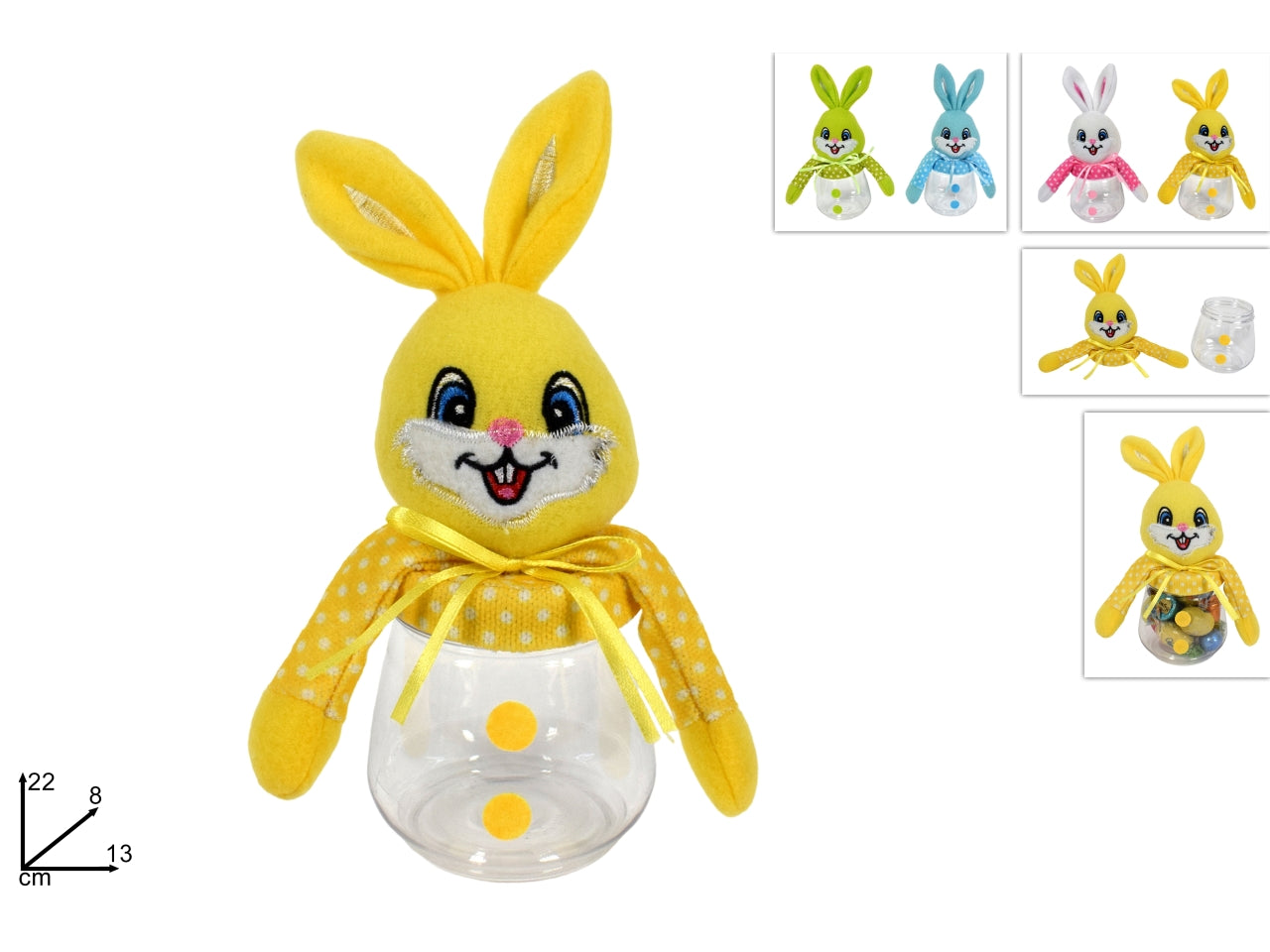 Barattolo plastica coniglio in 4 colori