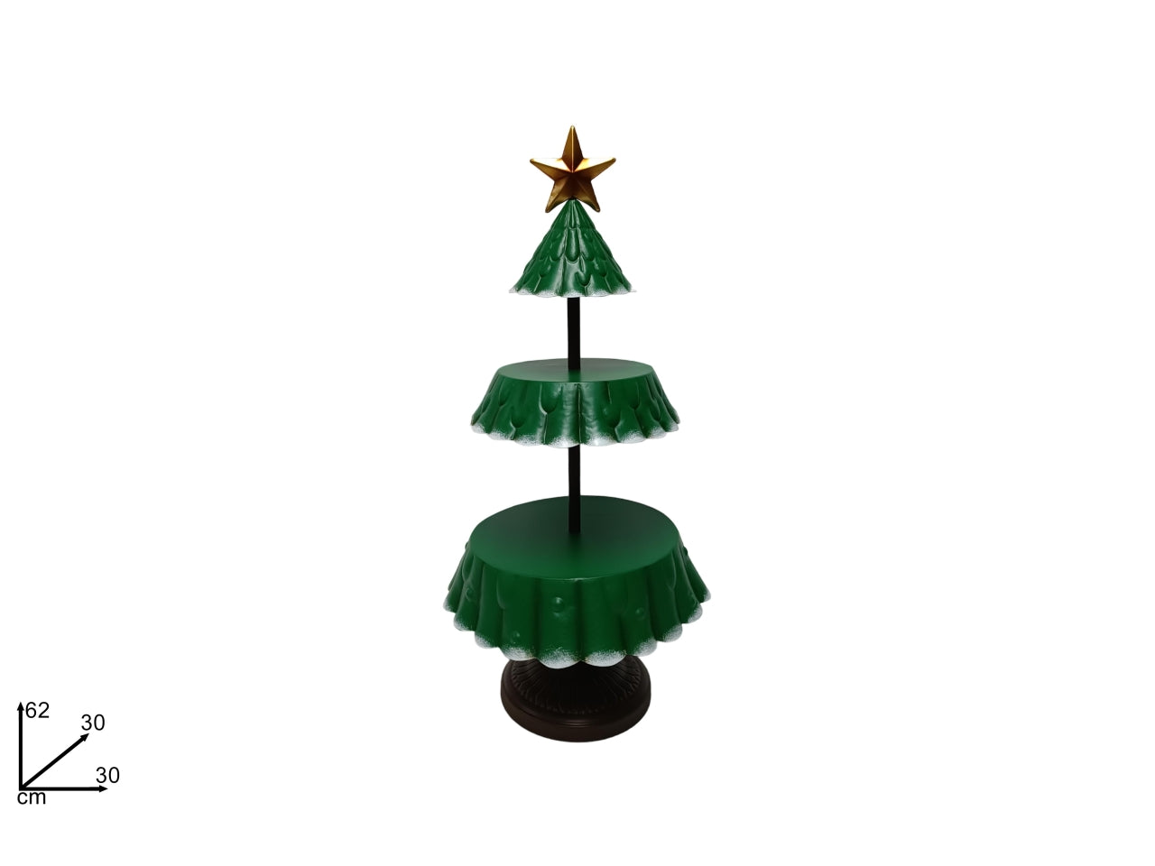 Albero 2 piani porta oggetti in latta verde 30x62cm
