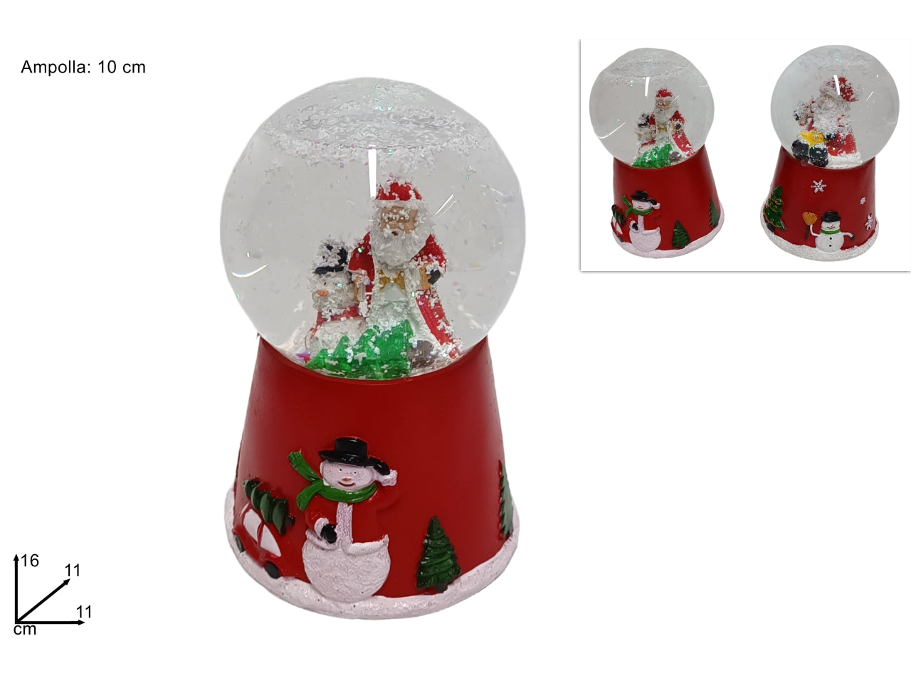 Ampolla 10cm con babbo natale