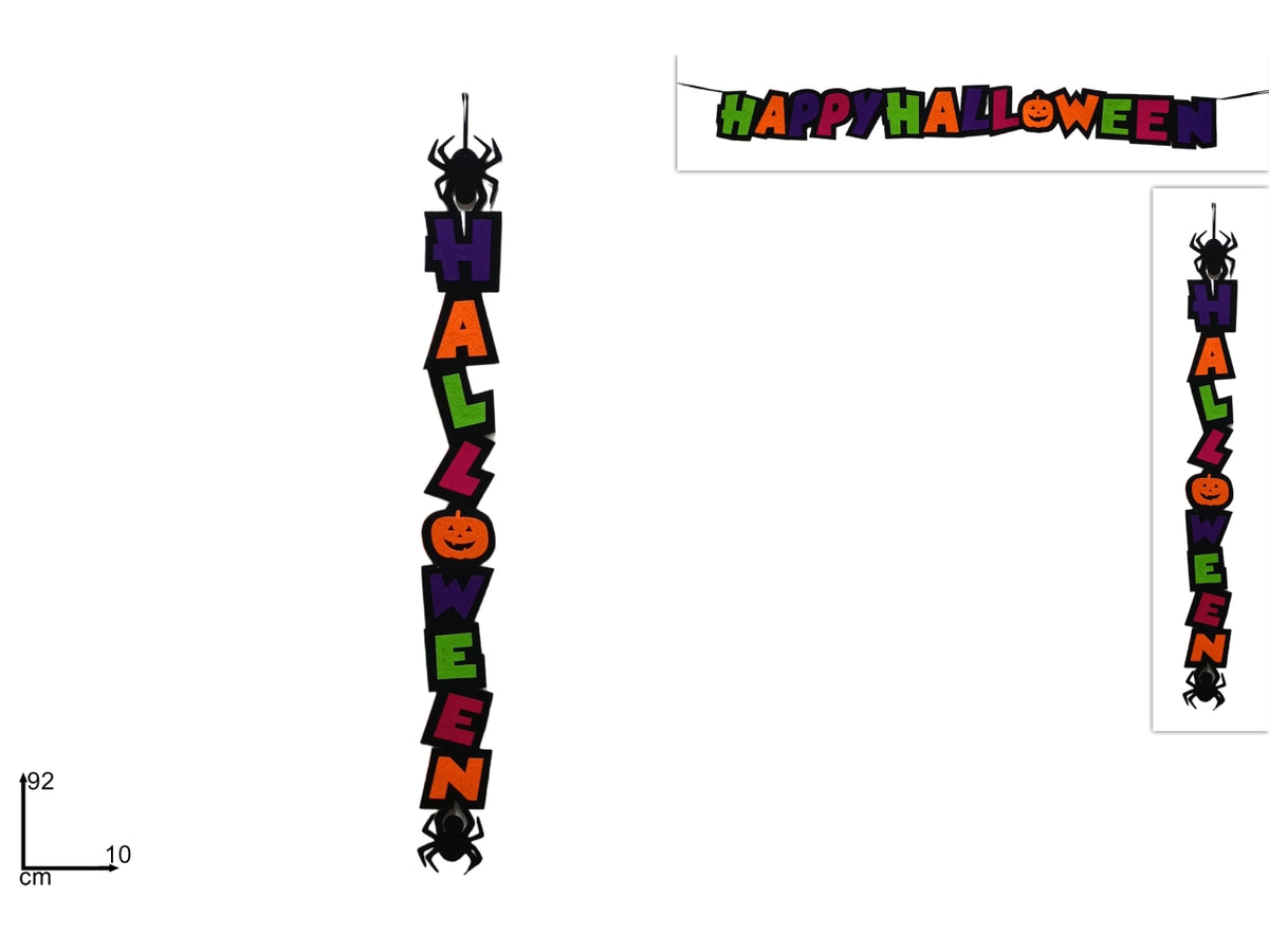 Scritta Halloween in feltro da 52cm, in 2 varianti assortite