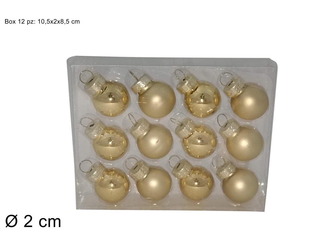 Palla in vetro 2cm oro il set contiene 12 palle