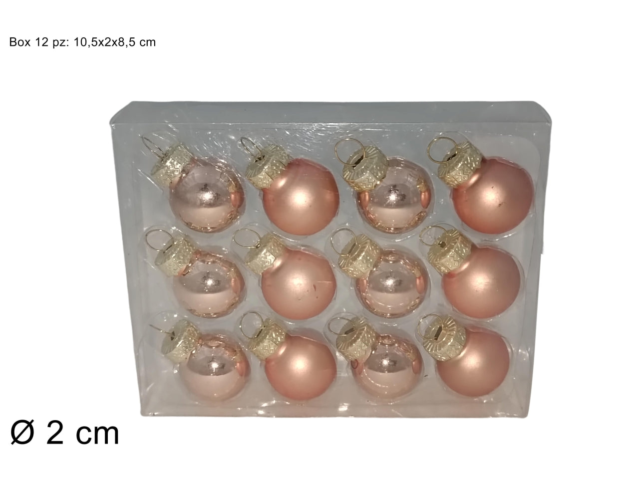 Palla in vetro 2cm rosa il set contiene 12 palle