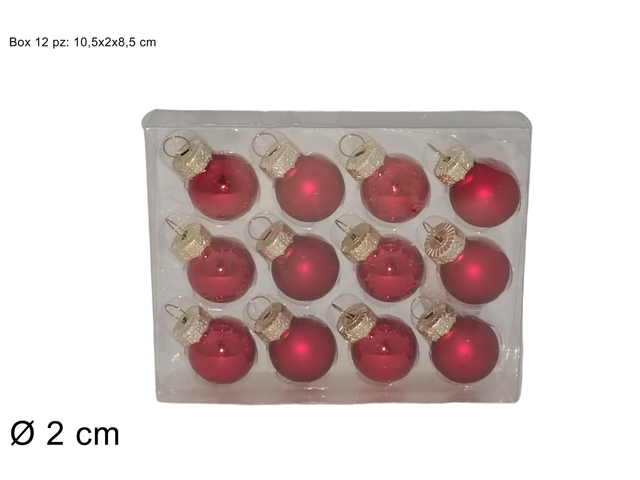 Palla in vetro 2cm rossa il set contiene 12 palle