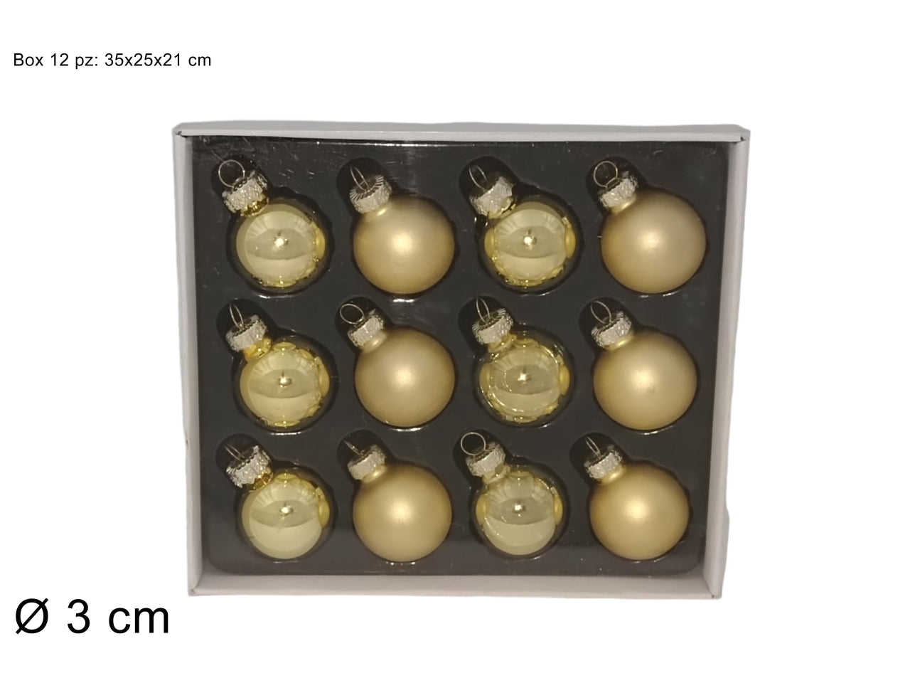 Palla in vetro 3cm oro il set contiene 12 palle