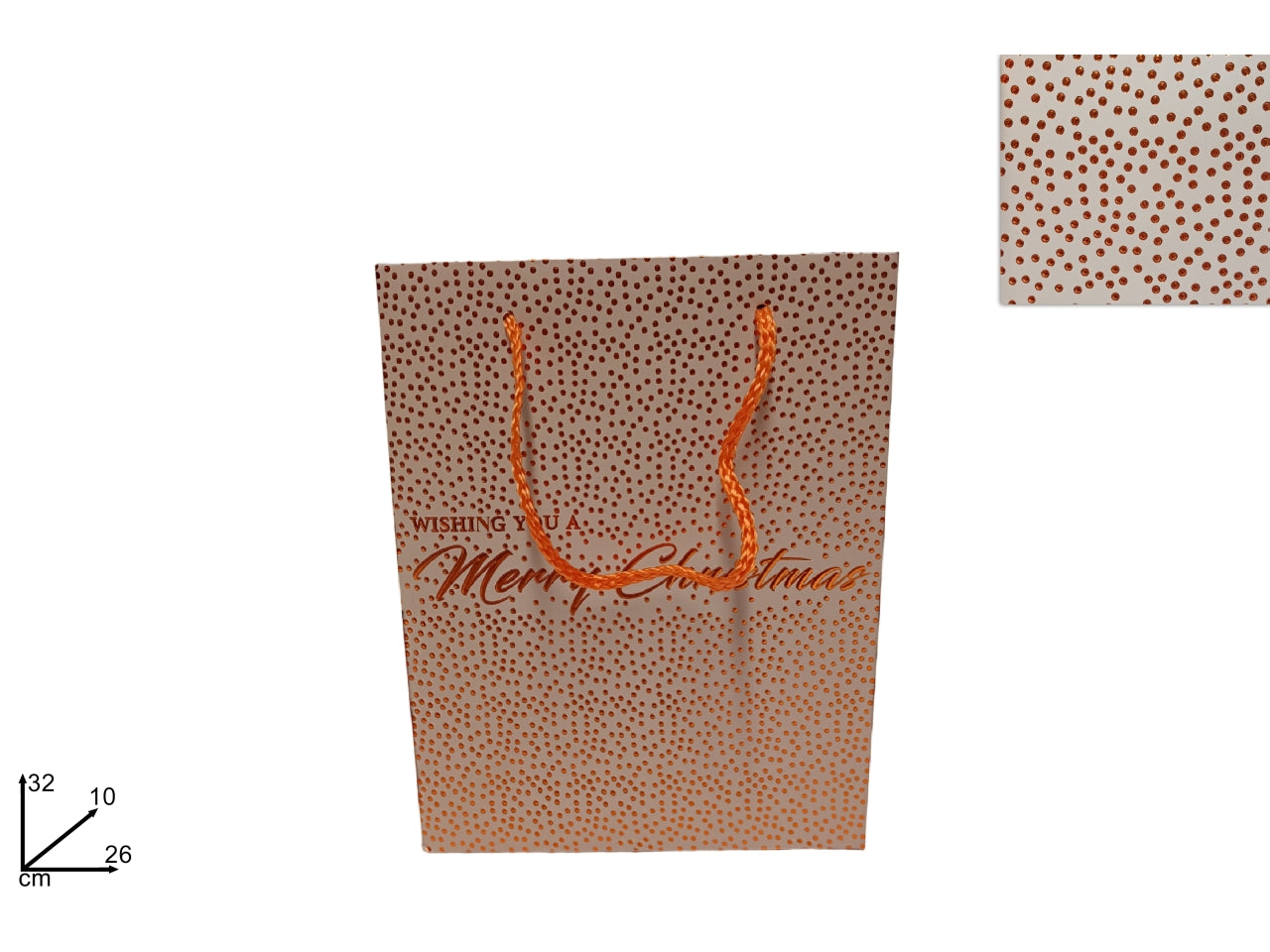 Busta regalo natalizia beige con borchie copper 32x26x10cm