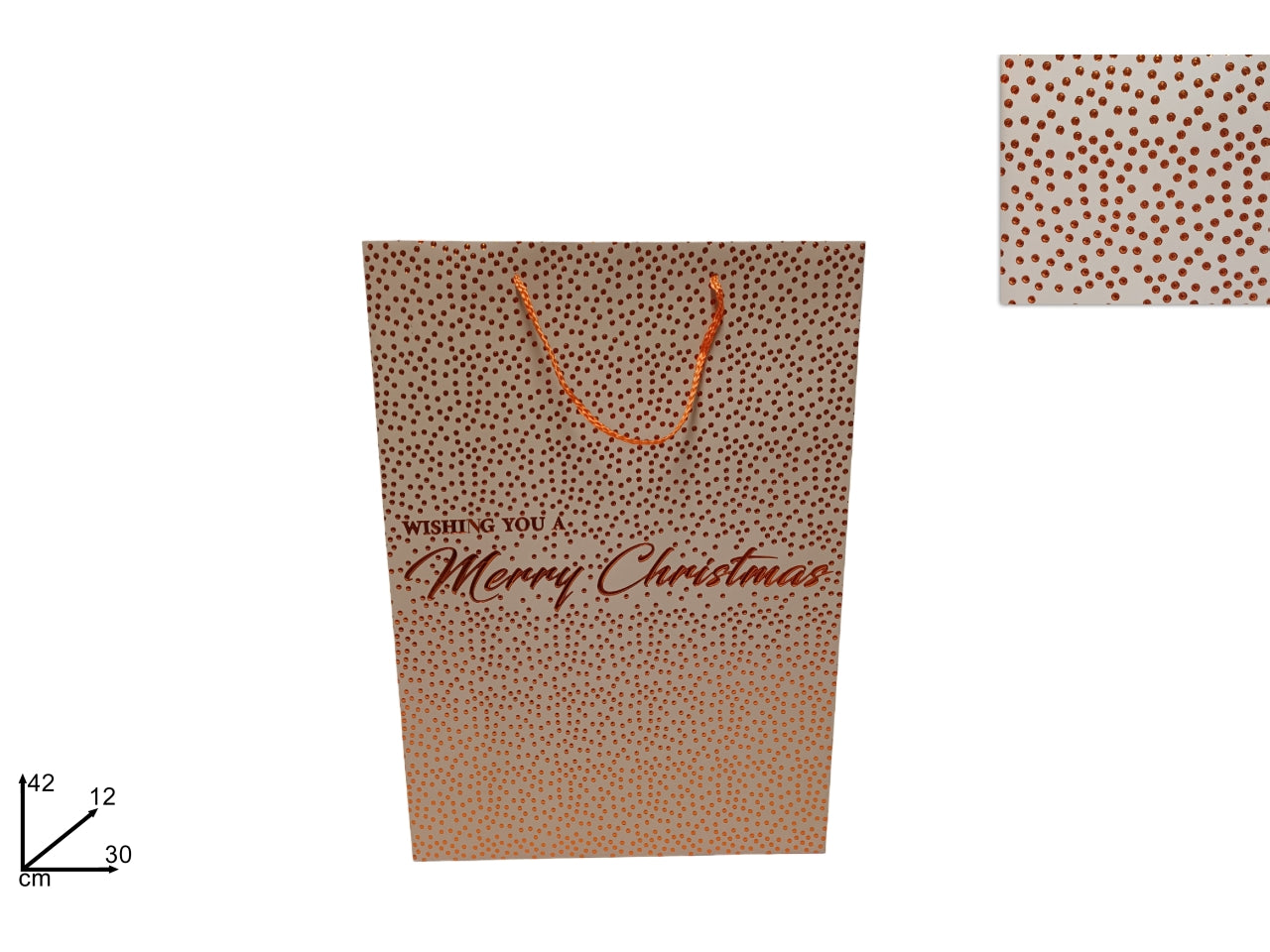 Busta regalo natalizia beige con borchie copper 42x30x12cm