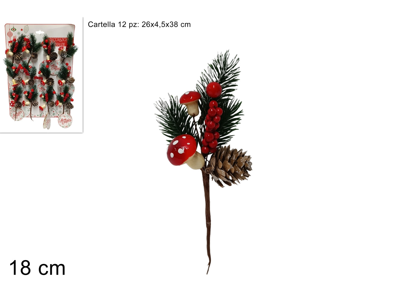 Pick 18cm con bacche funghi e pigne