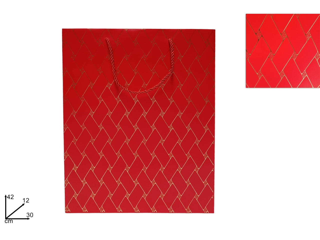 Busta regalo 30x42x12 effetto trapunta rosso oro