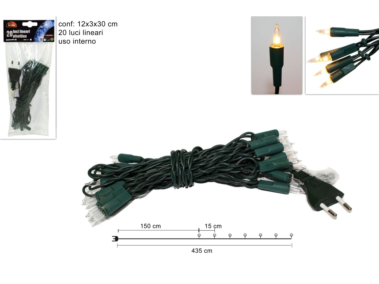 Luci lineari 20 pisellini bianchi