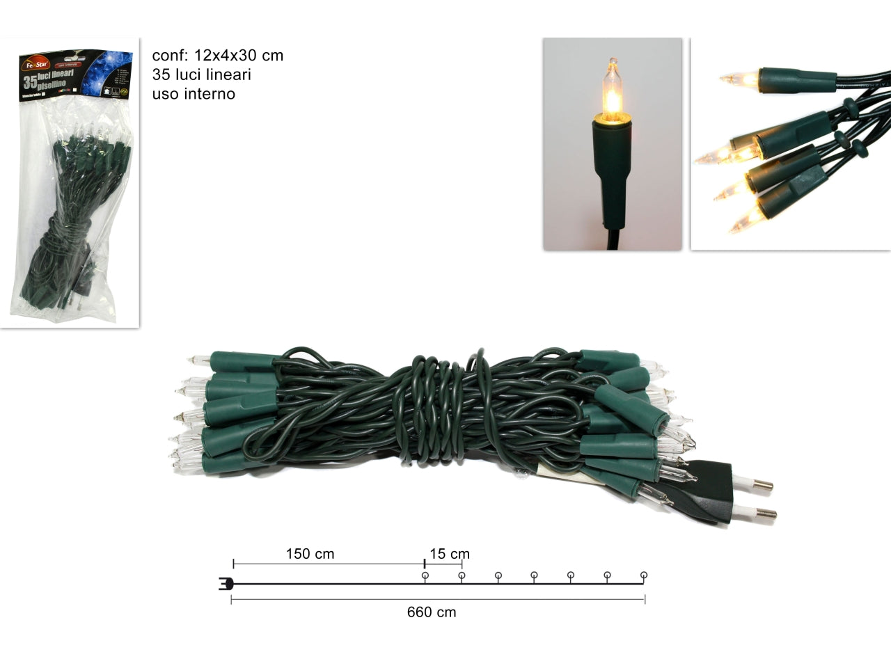 Luci lineari 35 pisellini bianchi