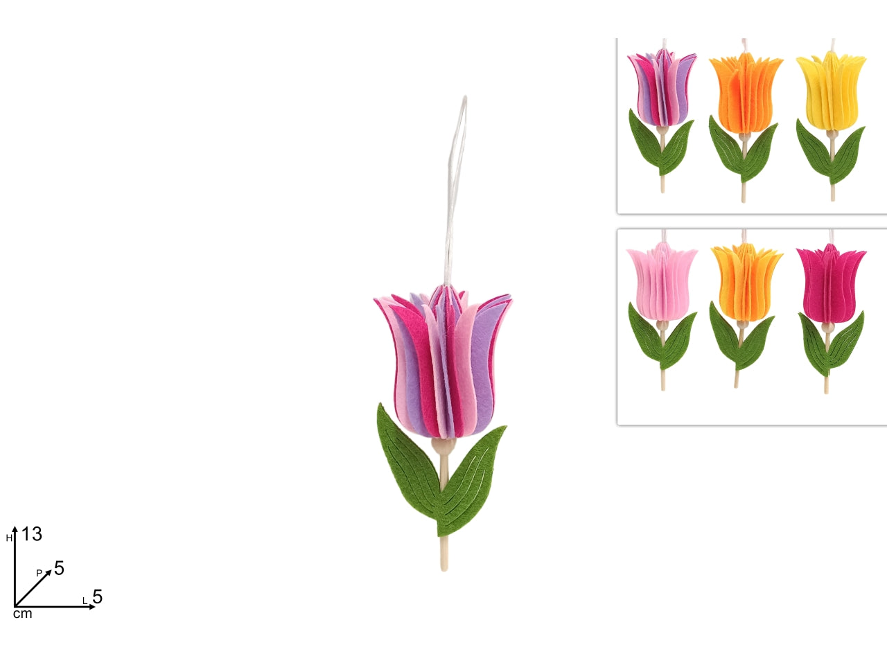 Appendino feltro fiore 13cm in 6 assortimenti