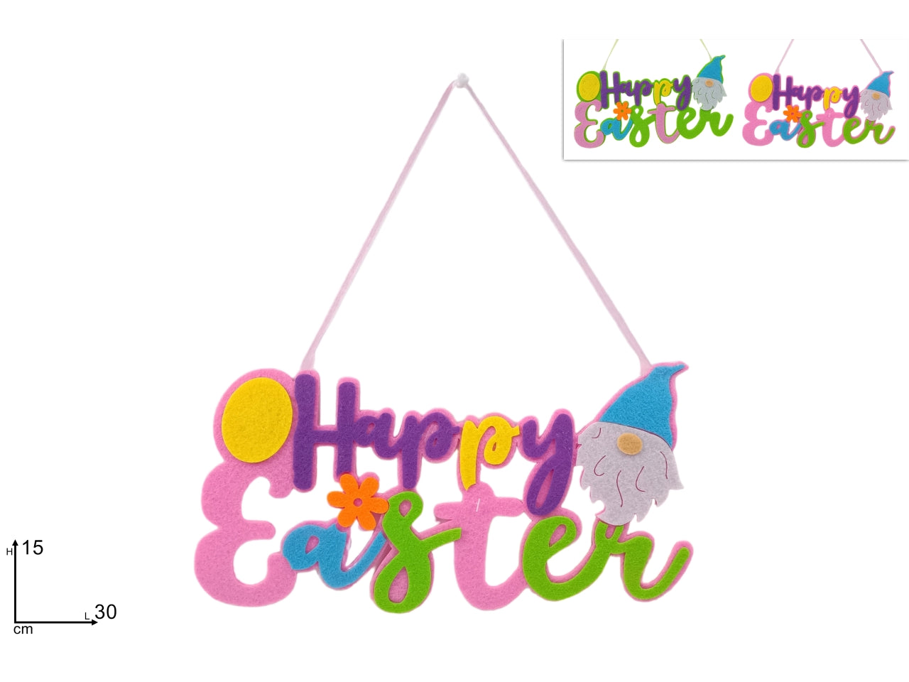 Appendino feltro scritta happy easter 15x30cm
