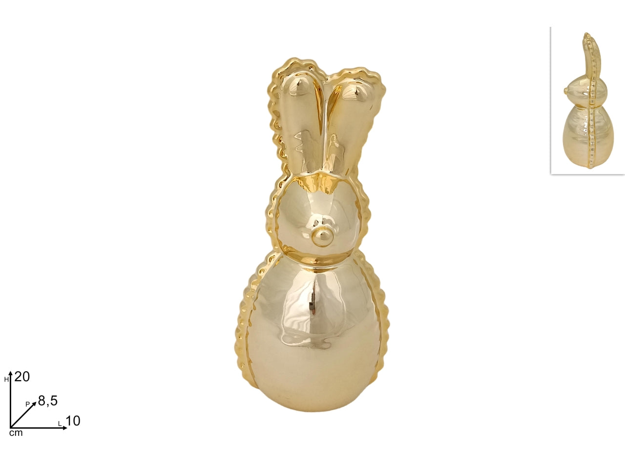 Coniglio ceramica stilizzato 20cm oro