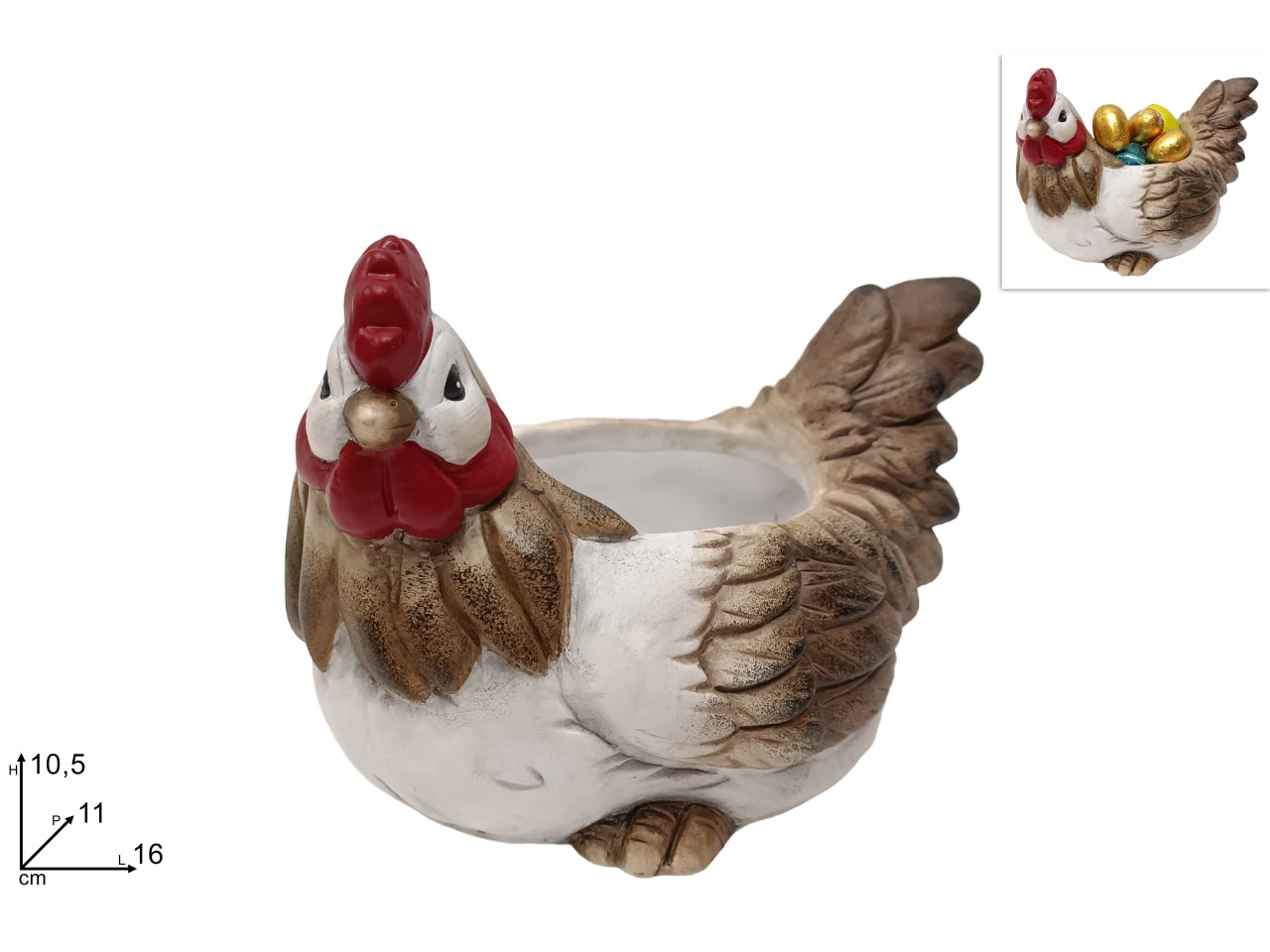 Gallina 10,5cm porta uovo/pianta