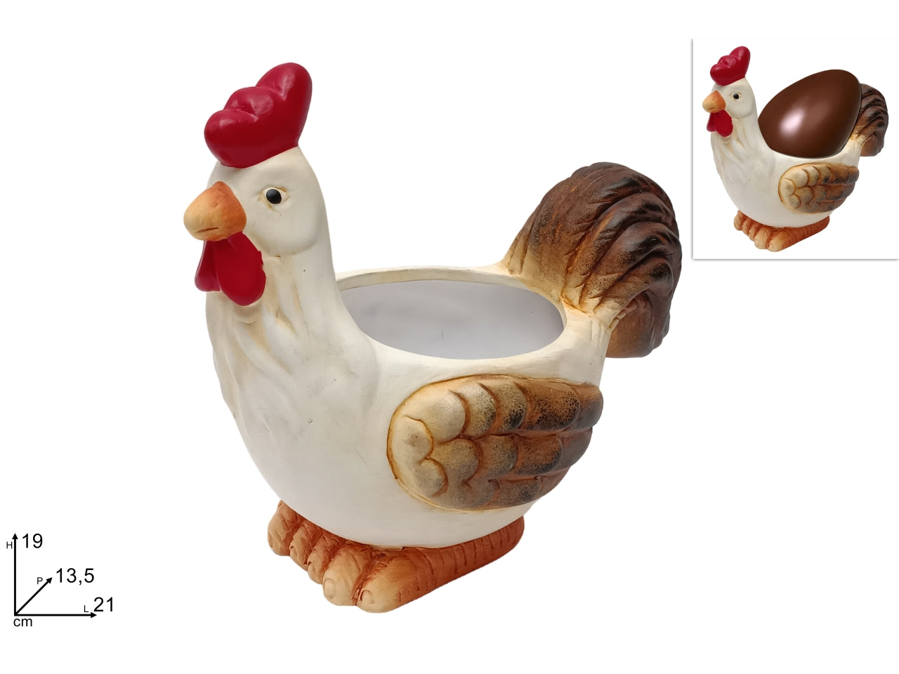 Gallina 19cm porta uovo/pianta