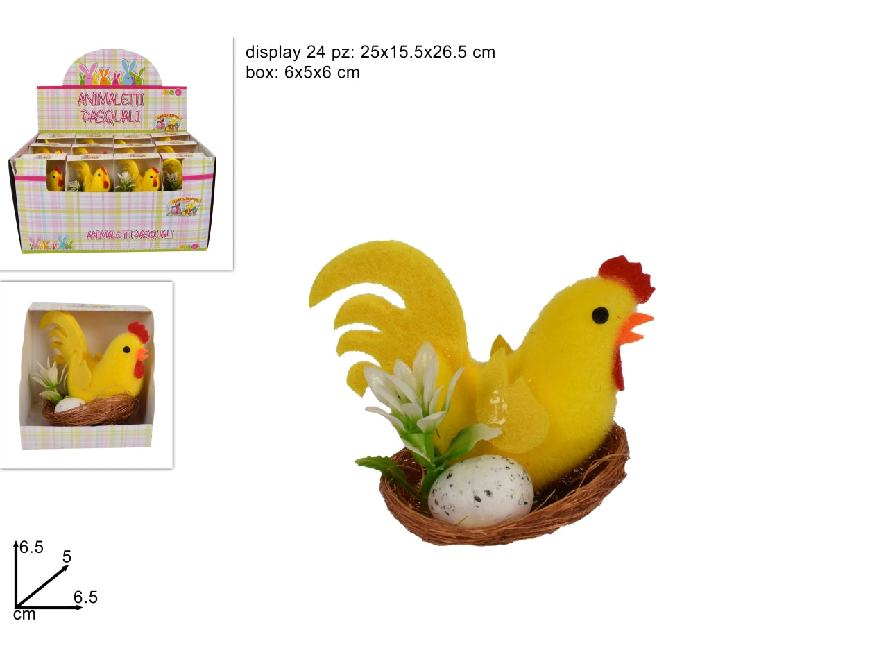 Gallina 6x5x6cm con uovo su nido